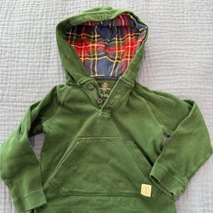 Lands' End Green Hoodie with Plaid Hood Size 4